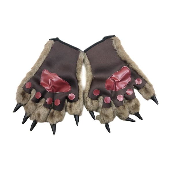 Talvi Rukkaset Furry Wolf Paw Gloves Koiran Tassu Puku Käsine Wolf Paw Gloves Paw Rukkaset (FMY) M