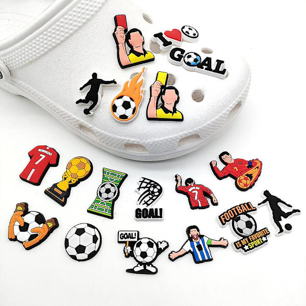 18 stk./sæt fodbold fodbold sko charms, Croc træsko sko dekoration (FMY)