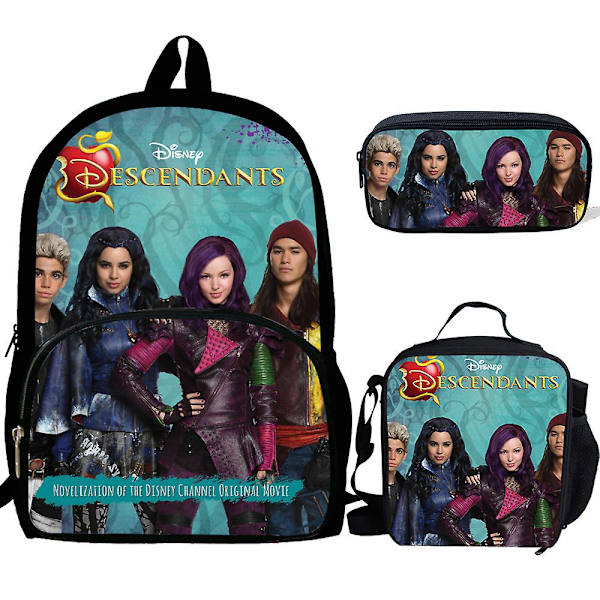3 st Descendants 3 Ryggsäck Flickor Pojkar Pennfodral Skolväska Anime Cartoon Ryggsäck Laptop Laptop Present Till Barn  (FMY) only backpack4