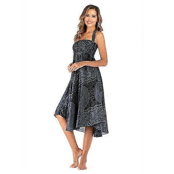 Lång Bohemisk Gypsy Boho Hippie-kjol för kvinnor (FMY) black
