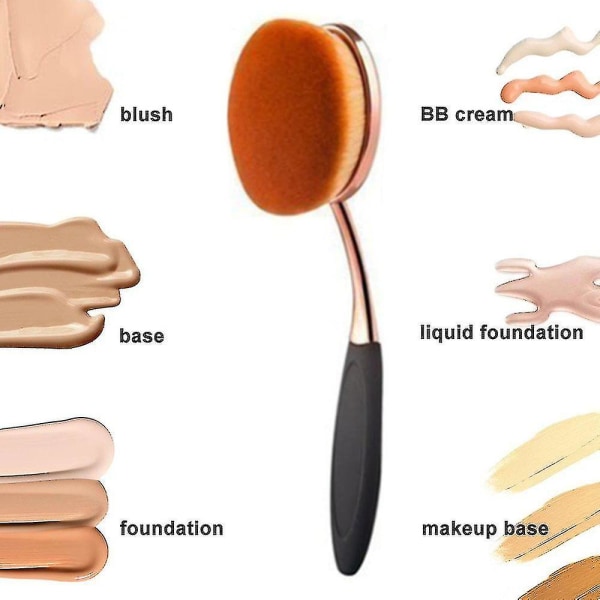 Oval Foundation Brush, Store Makeup Pensler, Hurtig Flawless, Sort  (FMY)