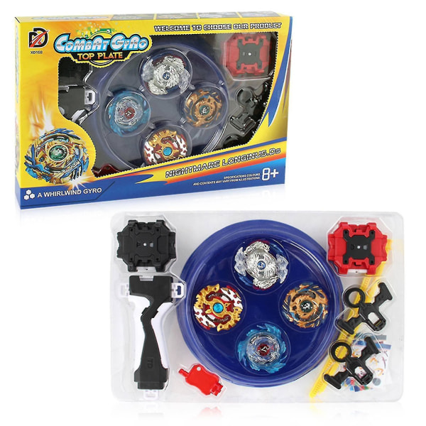 Kompatibel Medkompatibel Withdiy Xd168-6a 4 i 1 Beyblade Set Toys B79 B100 B73 Burst Bey Blades (FMY)