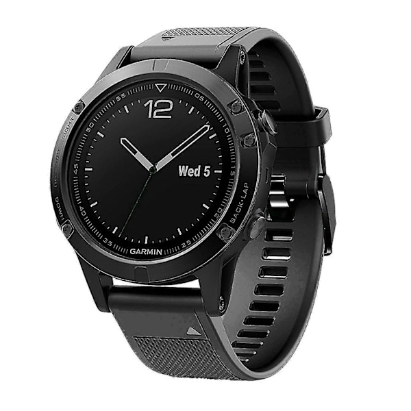 Garmin Fenix 5 Justerbar Silikone Sportsrem med Sort Spænde (FMY) Black Garmin Fenix 5