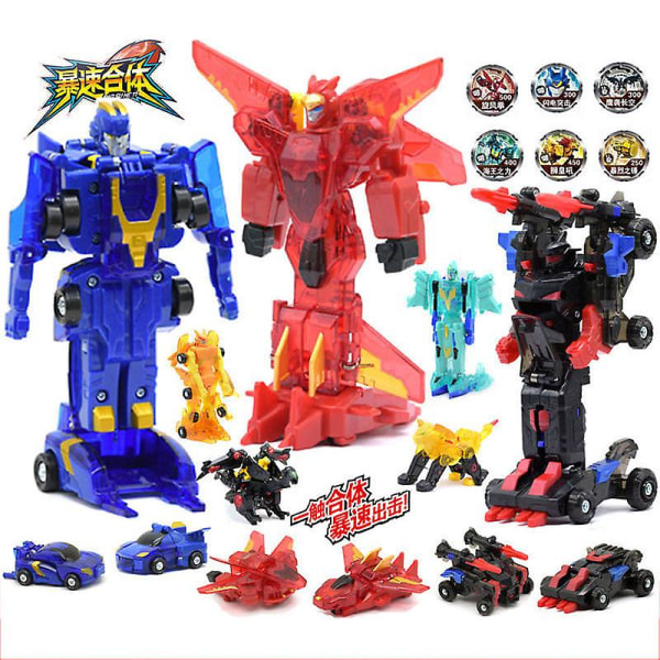 Burst Speed ​​Wild Merge Deformation Robot Leksaksbil Actionfigurer Flips Capture Transform Robot Bil för barn Leksaker Födelsedagspresent (FMY) B (Initial Version)