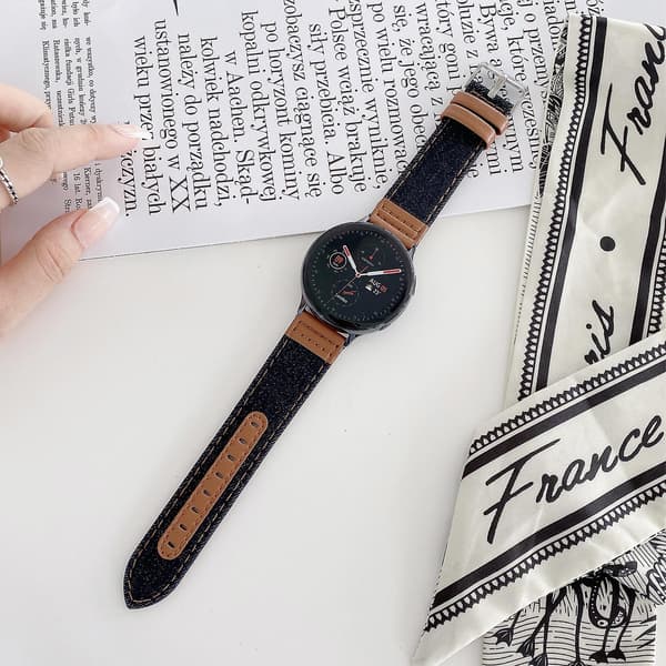 20mm Denim Läderklockarmband  (FMY) Black