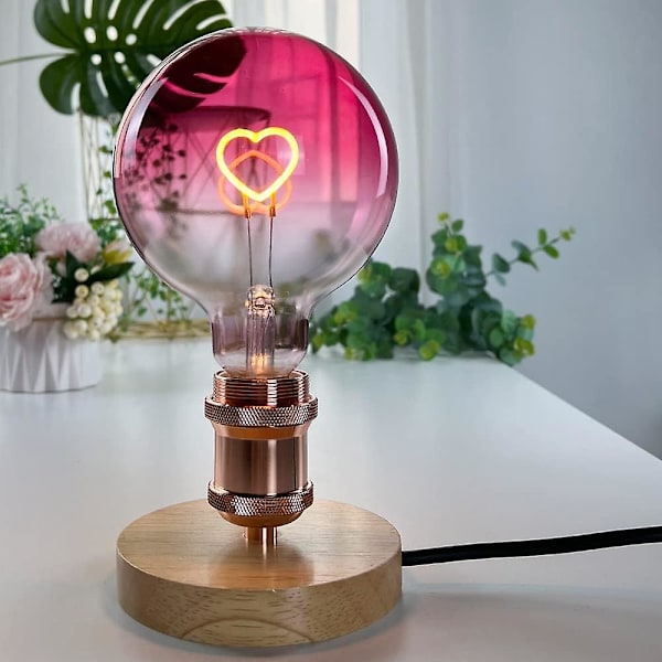 LED-lamppu Suuri Globe Edison-lamppu G125 Vaaleanpunainen Sydänfilamentti 2W Himmennettävä Erikoisdekoraatiolamppu 220-240v E27 (FMY)