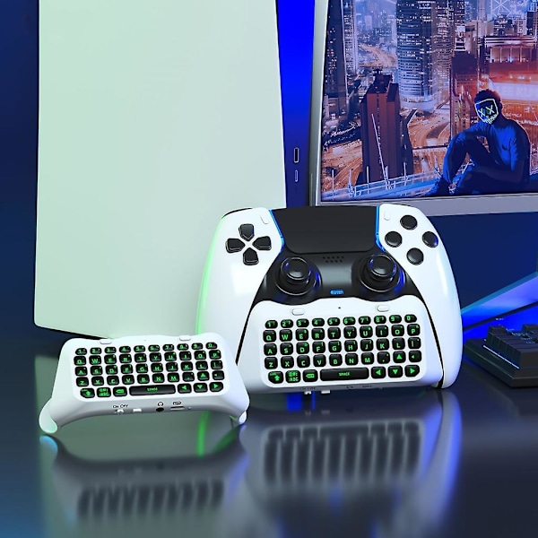 Chatpad-tangentbord för PS5 Edge-kontroll Bluetoothkompatibelt tangentbord med bakgrundsbelysning (FMY) White