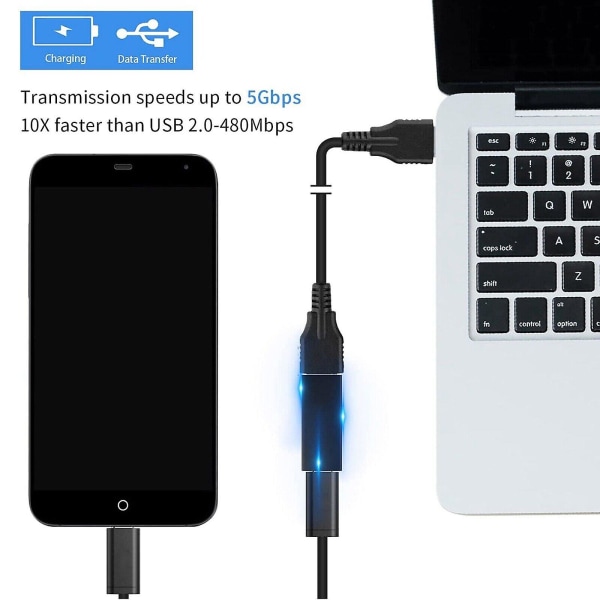 2 stk USB Type C 3.1 Hun til 3.0 A Hun Data Synkronisering Lading Adapterkontakt Ft  (FMY)