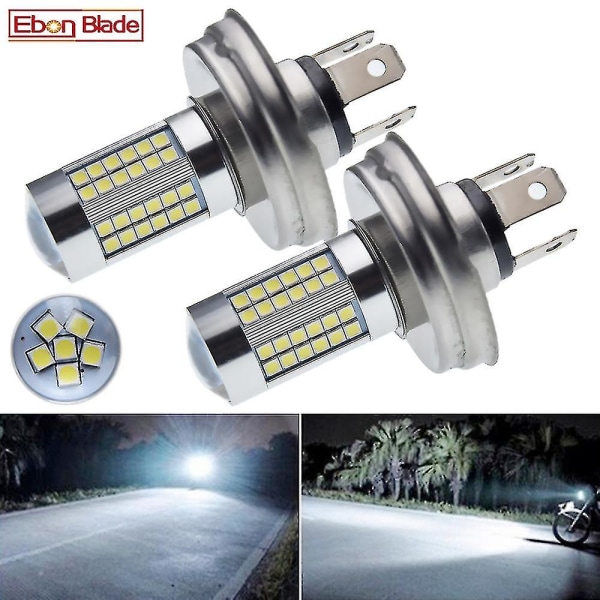 Par Motorcykel P45t R2 66smd LED-strålkastare Hög/lågstråle för Scooter Moped Vit 6000k 6v 12v Motorcykel Framstrålkastare  (FMY)