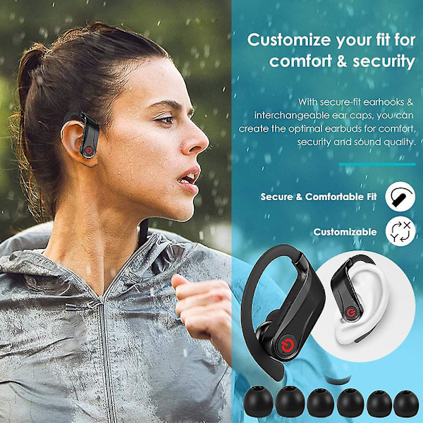 PowerHBQ PRO TWS Bluetooth 5.0 Ægte Trådløse Øretelefoner Sports In-Ear Q62 (FMY)