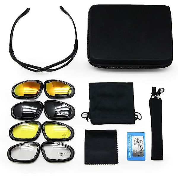 Enzodate Military Dirt Bike Atv -lasit Polarisoitu 4 Linssin Sarja Ulkoilulajit Moottoripyörälasit Sotapeli Armeijan Aurinkolasit  (FMY) Transition polarized
