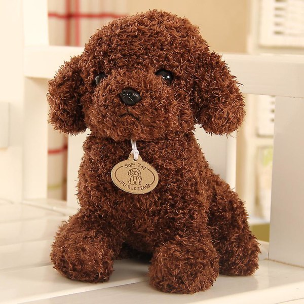 Søt simuleringshund plysjleketøy utstoppet dyr valpedukke teddy hundedukke for barn og årlig festgave (FMY) Light Brown 25cm