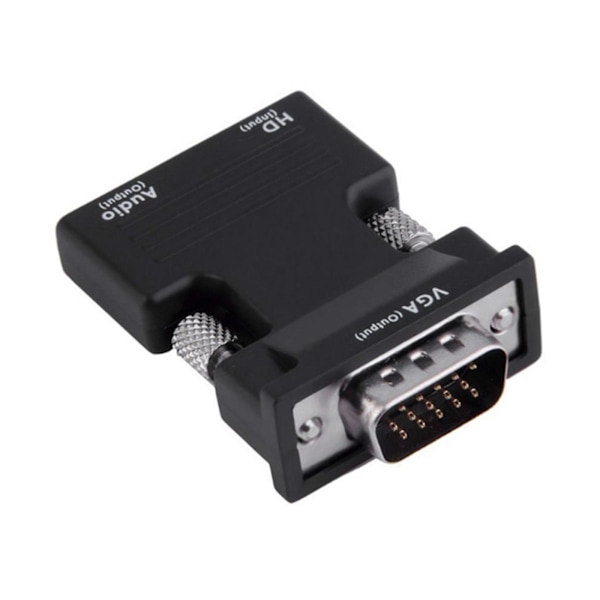HDMI-kompatibel til VGA-konverter med 3,5 mm lydkabel for PC-bærbar PC-TV (FMY) Black without line
