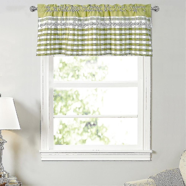 Kök Gardiner Dekoration Fönstergardin Lyxig Café Valance Topper Draperier (FMY) Yellow Green 74cmx90cm