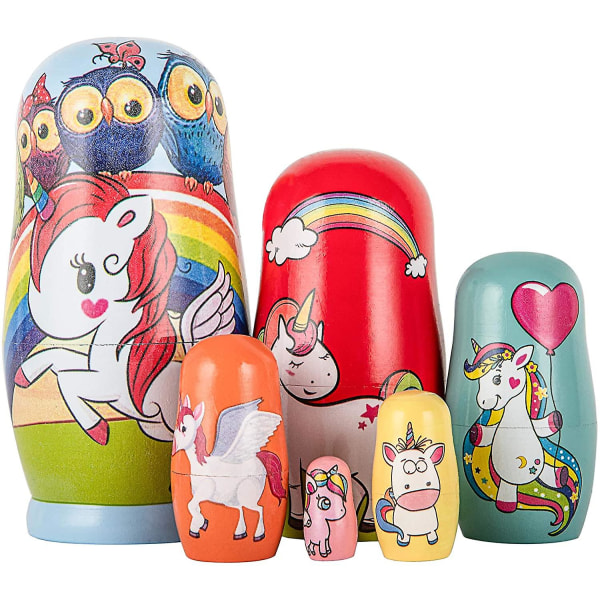 Nesting Dolls Russiske Matryoshka Træ Stakke Dukker Til Børn Håndlavede Legetøj (5.7  2.8)  (FMY)