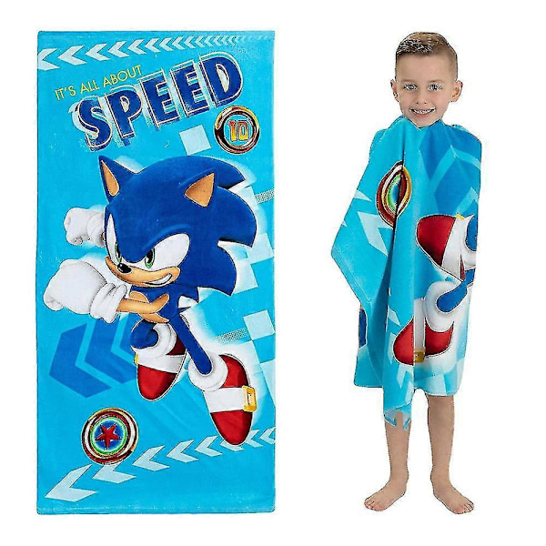 \"Barn Pojkar Flickor Tecknad Figur Badlakan Simbassäng Sommar Bad Dusch Handdukar 61x122 cm, WHBYV\" (FMY) Sonic