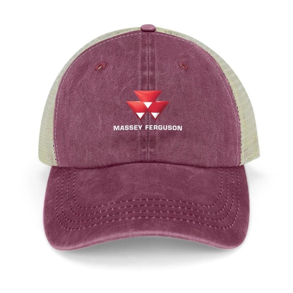 Massey Ferguson Agricultural Cowboy Hat Hat Luxury Brand Wild Ball Hat Uv Protection Solar Hat Western Hatte Hat Til Damer Mænd (FMY) Wine Red