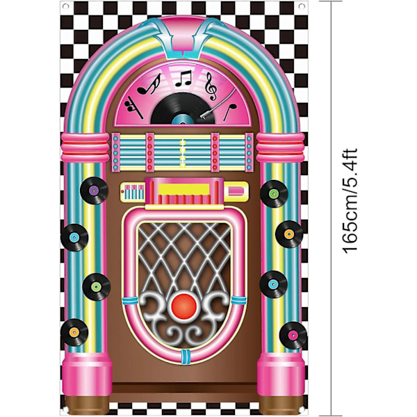 Jukebox-leikkausbanneri 50-luvun rock and roll -banneri taustakangas syntymäpäiväjuhliin vauvakutsuihin syntymäpäiväjuhlatarvikkeet (FMY)