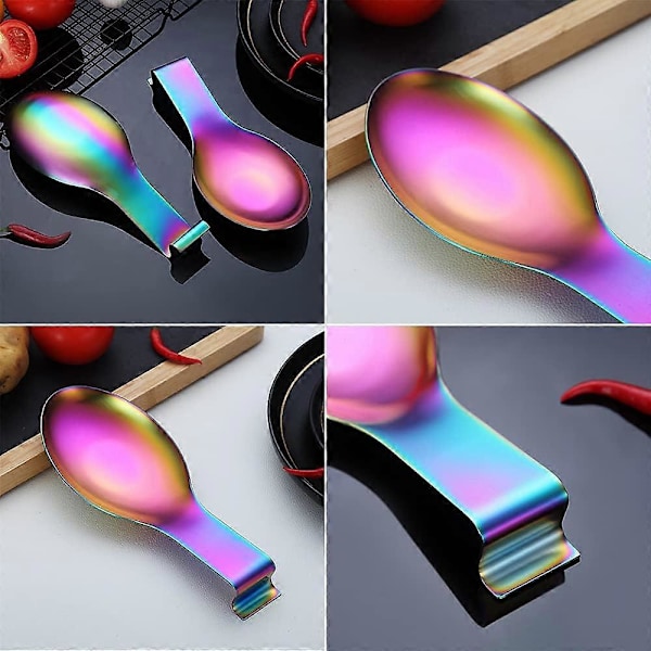 Mat Skeholder, Skeholder i rustfrit stål til komfur, køkkenredskabsholder til øser, tænger, spatler, komfurskeholder, grydelågsholder (FMY) Colorful