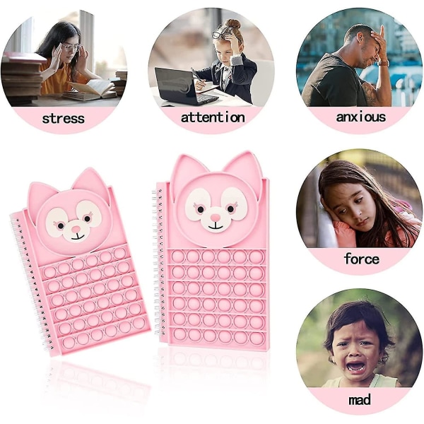 Fidget Popit Notesbog Push Pop Boble Fidget Sensoriske Noter til Børn Skole Hjem College Kontor 2 Pak (FMY)