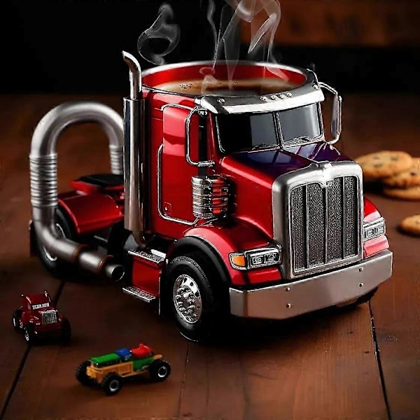 Handgjord Keramisk Kaffemugg Formad Som En Lastbil, 33 cl Kaffekopp Formad Som En Trailer, Unik Gåva för Kaffe- & Lastbilsälskare 2025 (FMY) White
