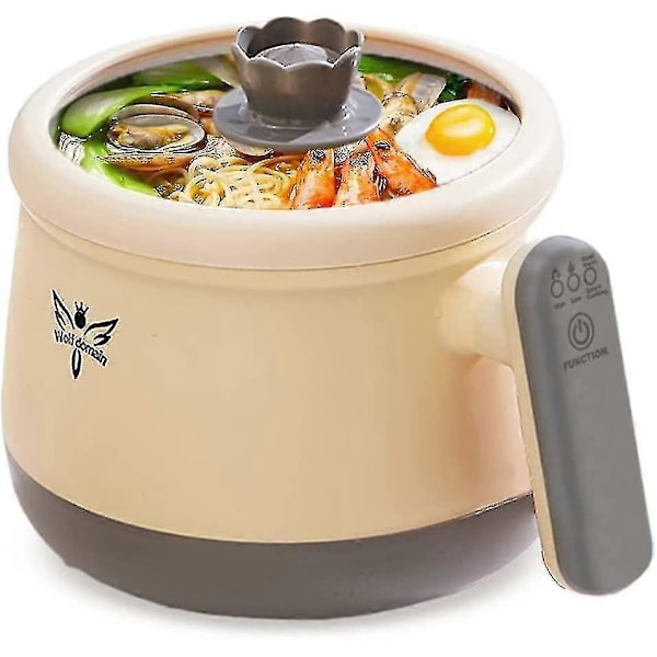 Smart Automatisk Multifunktions Elektrisk Gryde 1.8l, Shabu Shabu Mini Non-stick Gryde Med Multi-power Kontrol, Elektrisk Kogeplade Wit-XinHan  (FMY) Pale yellow