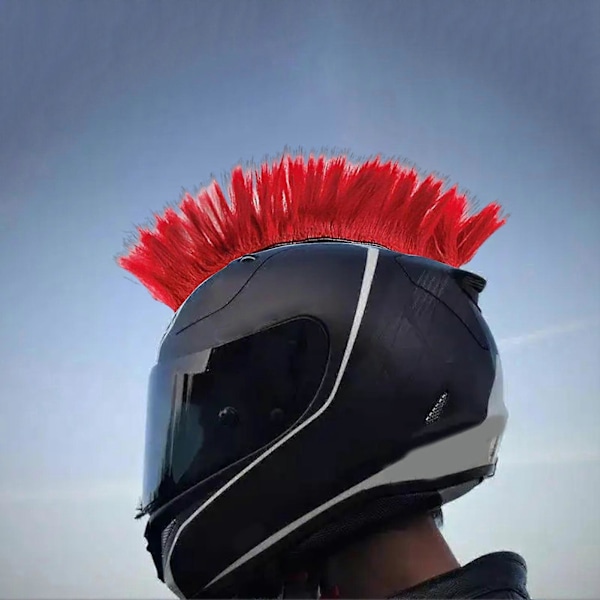 Kaesi Leikattava Kypärä Peruukki Irrotettava Korkea Lämpötila Silkki Kirkas Väri Kypärä Mohawk Kypärä Tarvikkeet (FMY) Red