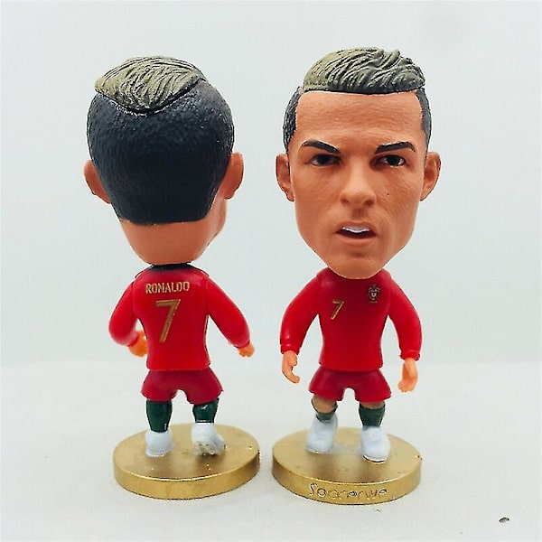 Soccerwe 6,5 cm hög fotbollsstjärna docka Portugal 7# C. Ronaldo figurer röd 2020 (FMY)