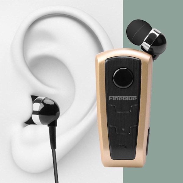 1 stk Fineblue F910 Trådløs Øretelefon Mini Vibrasjons Påminnelse ABS Bluetooth 4.0 Uttrekkbart Praktisk Headset for Løping Grey