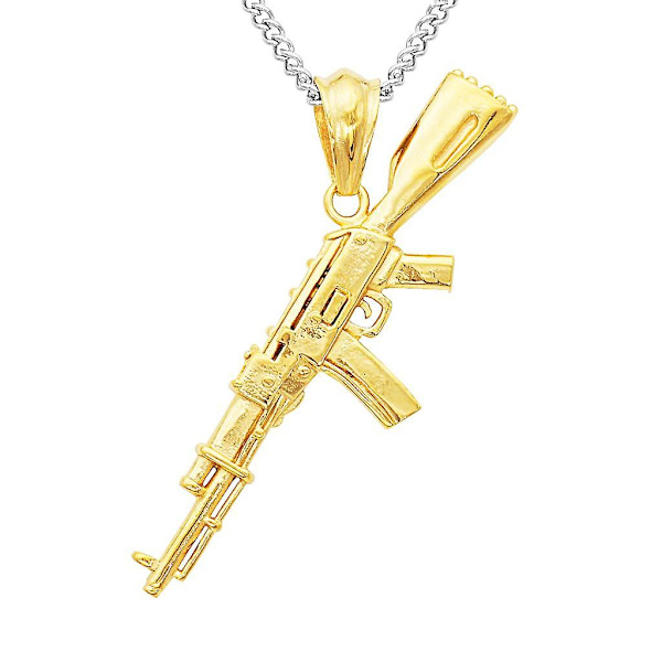 Tekoarmeijan kivääri kone     Riippuva kaulakoru lahja mies Cs pelaaja Asg kulta  (FMY) AK 47 Gold
