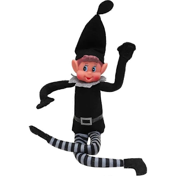42 cm Jultomte som beter sig illa - Plyschleksak, Nyhet, Lång och Böjlig, Ostyrig Pojktomte på Hyllan, Jultomtar, Docka (FMY) Black Boy