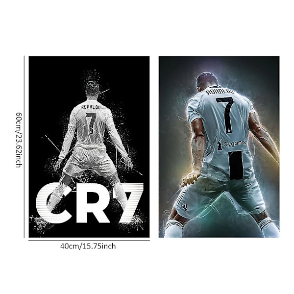 Fotballsuperstjerne Cristiano Ronaldo Poster Canvas Art Soverom Veggdekor Barn Inspirasjonsgave Urammet: 15,7x23,6 tommer (40x60 cm)  (FMY) B