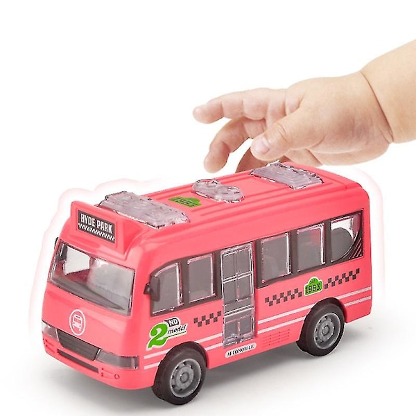 Cartoon Inertia Pull Back Bus Model Kan Öppna Dörren Barn Stad Buss Skolbuss Bil Leksak Present Pojkar Flickor Lekhus Leksak  (FMY) Red