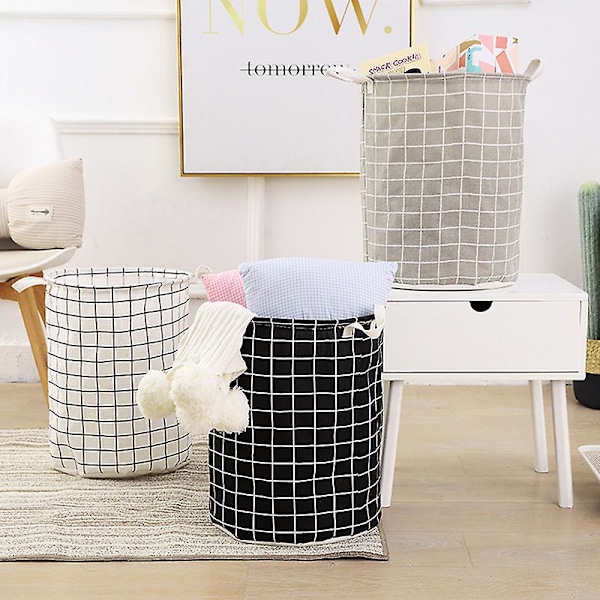 Stor Tvättkorg Rund Smutsig Kläder Vikbar Hink Förvaring Tunna Organizer (FMY) Gray 1pc