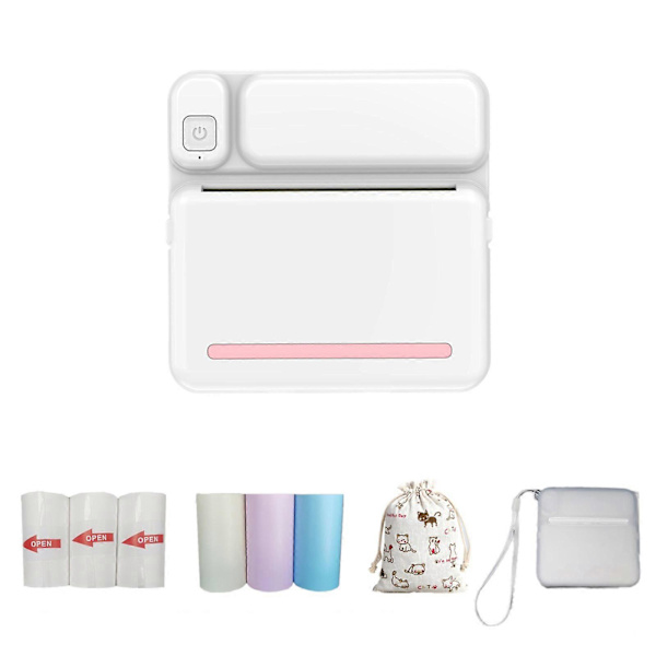Lämpötila-tulostin, kannettava Bluetooth-tulostin, 57 mm mini langaton POS-lämpökuvatulostimet Android- ja iOS-puhelimille FLYE1984 (FMY) Pink Free Size