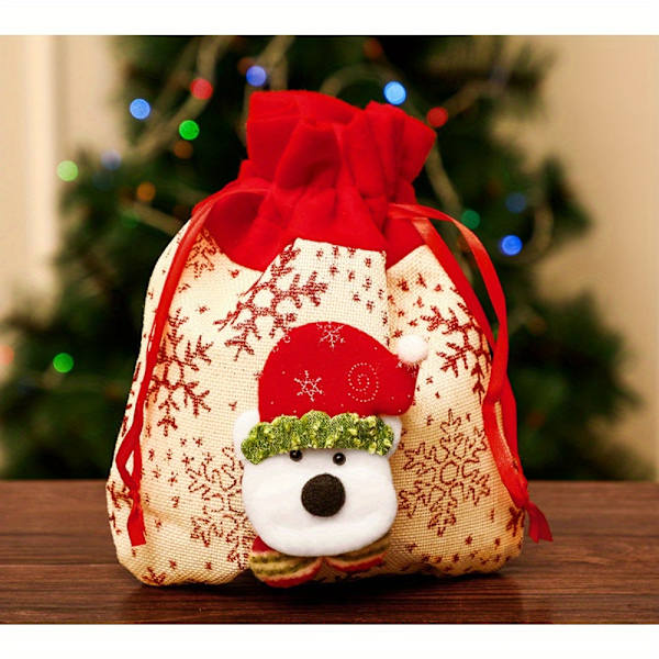 4 st juldragsäckar äppelpåsar, jul 3D-design tygförpackningsgåvor lämpliga för gåvor gåvor och dekorationer Sup  (FMY) Apple bag set 1