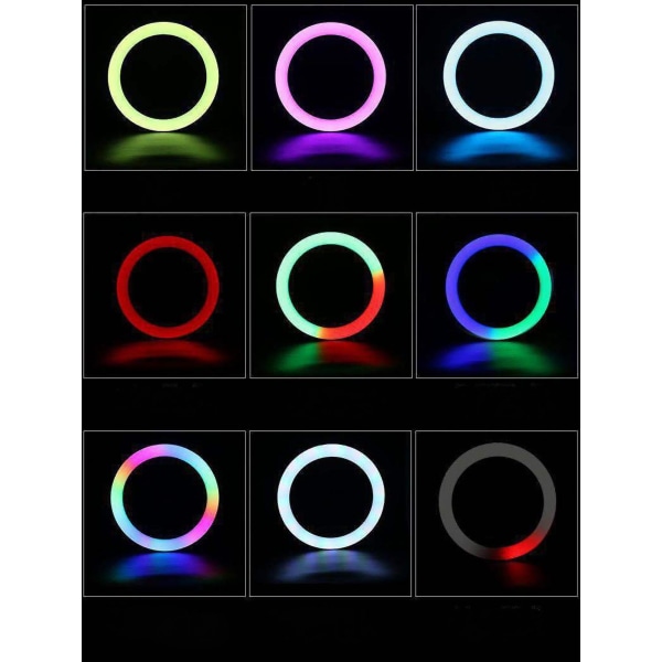 Selfie Ring Light Stand, dæmpbar Desktop Led Rgb Lamp Camera Ringlight (FMY)