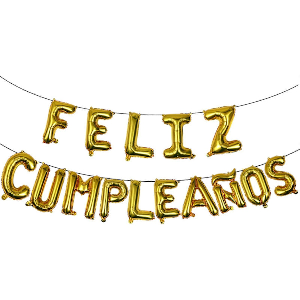 1 Set Feliz Cumpleaños Ilmapallosetti Koristeelliset Ilmapallot Syntymäpäiväjuhlien Ilmapallot (FMY) Golden 42.00X34.00X0.10CM