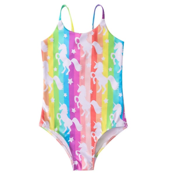 Mermaid Swimsuit Girls One Piece Swimsuit Spa Beach Badetøy --- Colorful Horse Asize 110 (FMY)