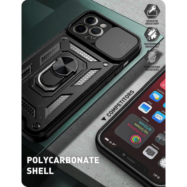 Kompatibel til Iphone 13 Case, Iphone 13 Kickstand Case Med Slide Camera Cover (FMY)