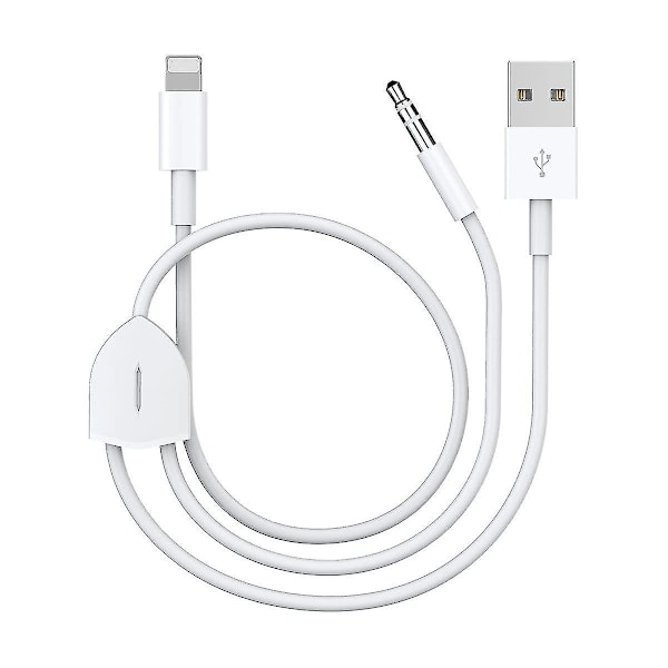 Kompatibel [uppgraderad] 2-i-1 ljud- och laddningskabel kompatibel med iPhone/iPad, ladda och spela musik samtidigt, stöd för bilstereo/s (FMY)