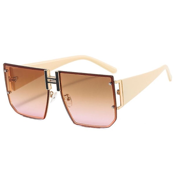 Retro overdimensjonerte pilotsolbriller metallinnfatning for menn kvinner Square solbriller -rosa (FMY)