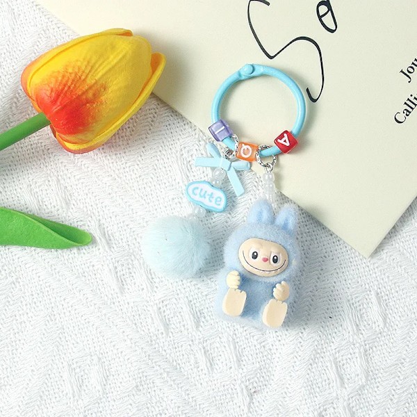 Ny 8cm Labubu Nyckelring Hänge Kawaii Tecknad mobilkedja Söt Docka Ryggsäck Hänge Gåvor(FMY) 3