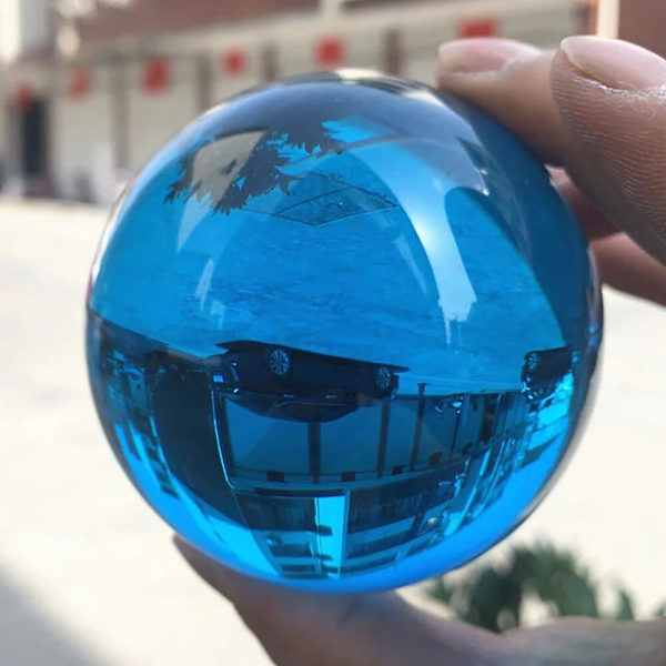 Flerfärgad 80mm(3,15 tum) K9 Kristall Solid Ball Glassfär Healing Magisk Fotografi Rekvisita Lensball Feng Shui Heminredning  (FMY) Lake blue 80mm(3.15inch)