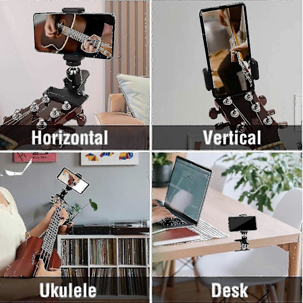 Gitarrhuvud Telefonhållare, Gitarrhuvudklämma Mobiltelefonhållare För Gitarr/elgitarr/bas/ukulele  (FMY)