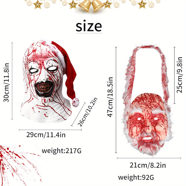 2-pack Halloween Läskig Latex Clownsmask Set - Inkluderar Halshängande Tillbehör, Perfekt för Halloweenfestkostym, Boll Cosplay, Skräck P  (FMY) Mask + Neck Hanging