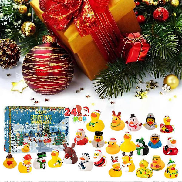 Jule-Gummibadeande Adventskalender Festival Tælling Ned Overraskelsesgaveæske til Mænd Kvinder (FMY) 966