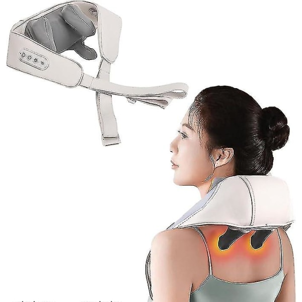Nack- och axelmassageapparat, Shiatsu ryggmassageapparat för nacke och axel, 2 massagelägen, djupvävnad 3d knådande halsmassager (FMY) white