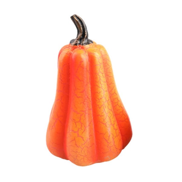 Halloween Lite kunstig naturtro gresskar med varmt LED-lys Fall Harvest Mini Resin Statue Lampe Party 3d Decoration (FMY)