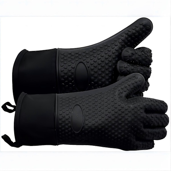 2-pack, Grillhandskar, BBQ-handskar Värmebeständiga Ugnshandskar, Värmeisolerande Handskar, Bakhandskar, Kökssilikon Ugnshandskar, Långa (FMY) Red